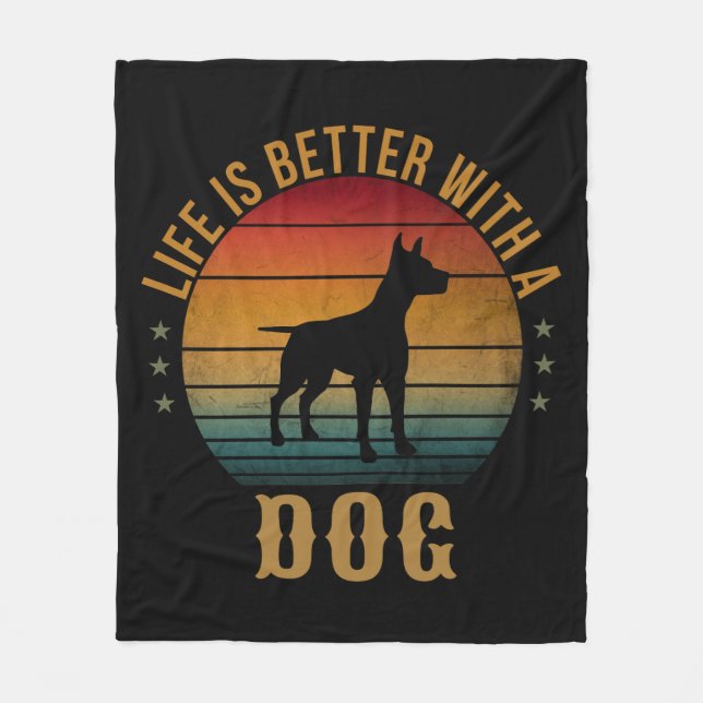 LIFE IS BETTER WITH A DOG  FLEECE BLANKET (Front)