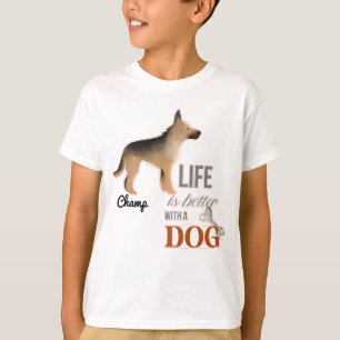 "Life is Better with a Dog" German Shepherd Boy's T-Shirt