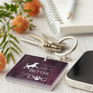 Life is better with a Dog Keychain - Magenta