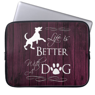 Life is better with a Dog Laptop Sleeve - Magenta