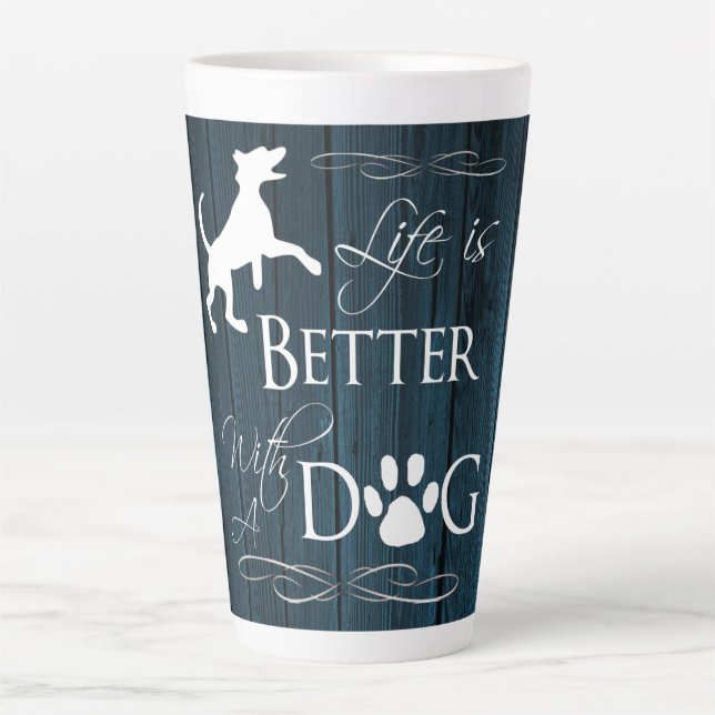 Life is better with a Dog Latte Mug - Blue (Front)