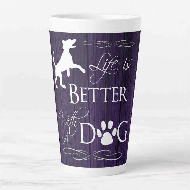 Life is better with a Dog Latte Mug - Purple (Front)