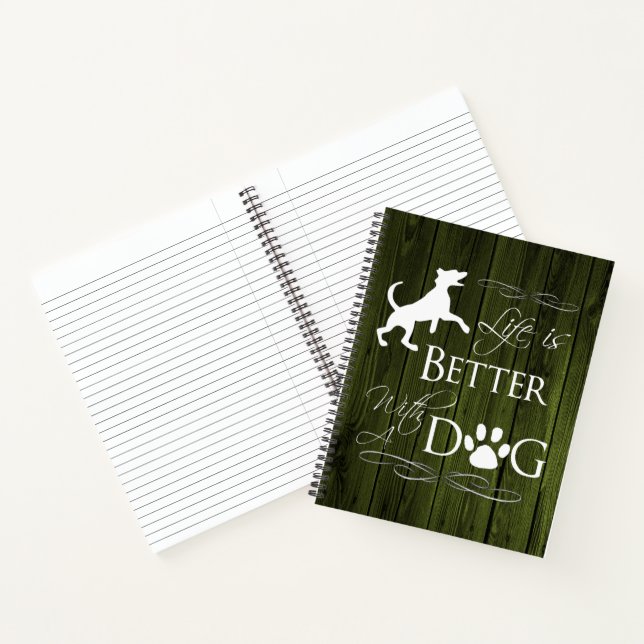 Life is better with a Dog Notebook - Green (Inside)