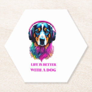 Life is Better with a Dog Paper Coaster