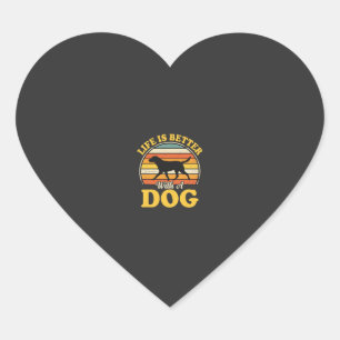 Life Is Better With A Dog Retro Heart Sticker
