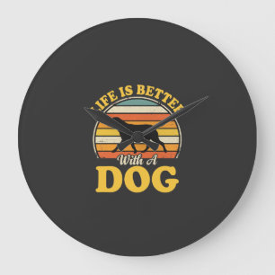 Life Is Better With A Dog Retro Large Clock