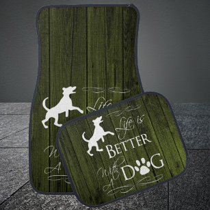 Life is better with a Dog Set of Car Mats - Green