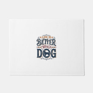 Life Is Better With a Dog Vintage Engraving Design Doormat