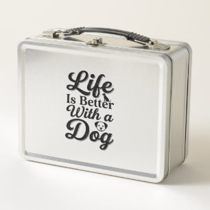 Life Is Better With a Dog Vintage Pet Lover Shirt_ Metal Lunch Box