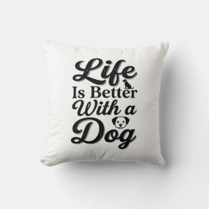 Life Is Better With a Dog Vintage Pet Lover Shirt_ Throw Pillow