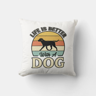 Life Is Better With A Dog Vintage Shirt Design_1 Throw Pillow