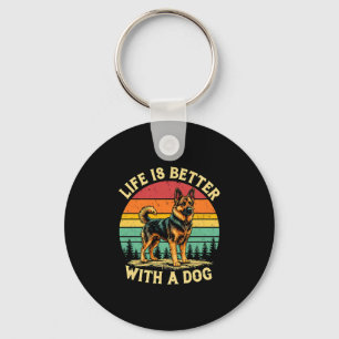 Life Is Better With A Dog - Vintage Sunset Keychain