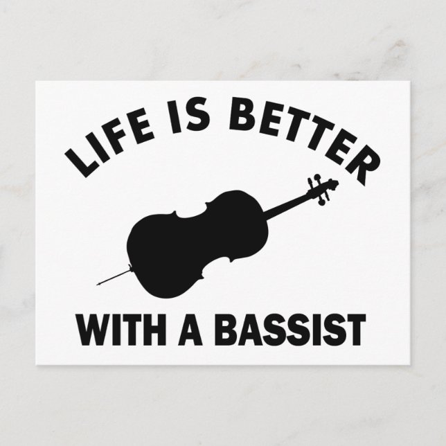 Life is better with a double bass postcard (Front)