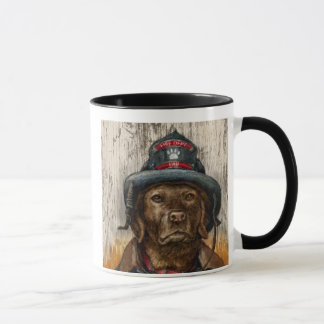 "Life is Better With a Firefighter" Chocolate Lab Mug
