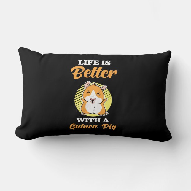 Life is Better With A Guinea Pig Lumbar Pillow (Front)