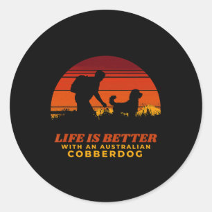 Life Is Better With An Australian Cobberdog Mens H Classic Round Sticker