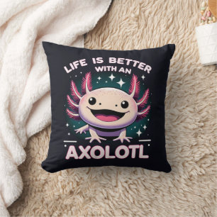 Life is Better with An Axolotl, Kids Axolotl Lover Throw Pillow