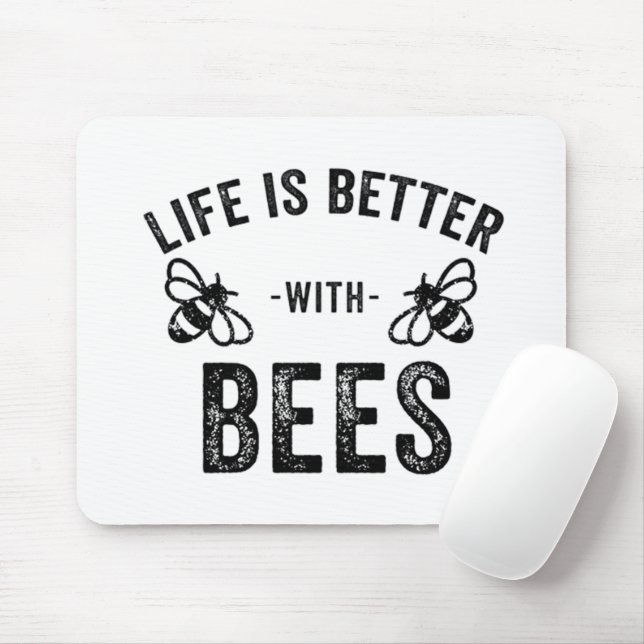 Life is Better with Bees cool honey bee Animal Fan Mouse Pad (With Mouse)