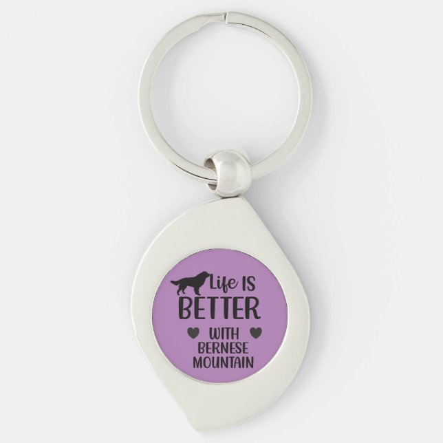 Life is better with bernese Dog, Bernese Lover Keychain (Front)