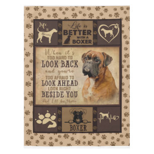 Life Is Better With Boxer Fleece Blanket, Dog Love Tablecloth