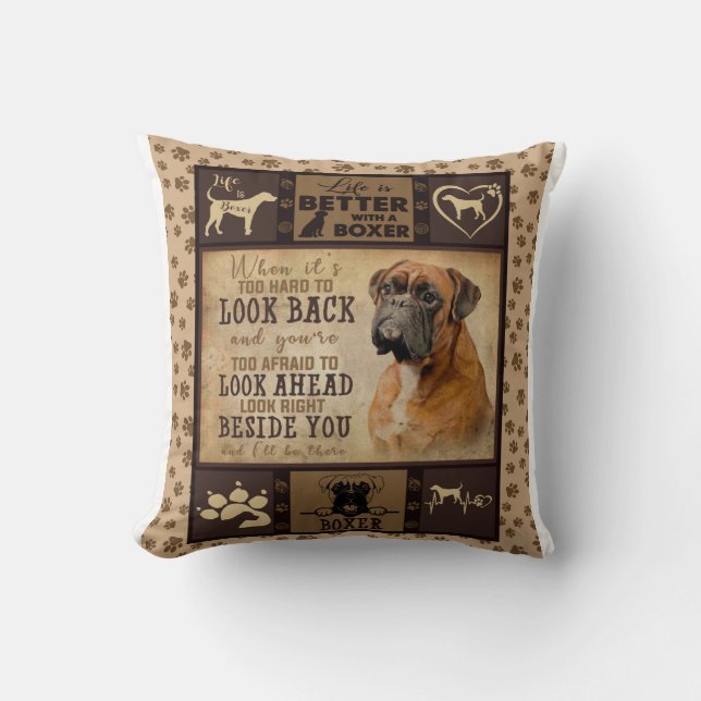 Life Is Better With Boxer Fleece Blanket, Dog Love Throw Pillow (Front)
