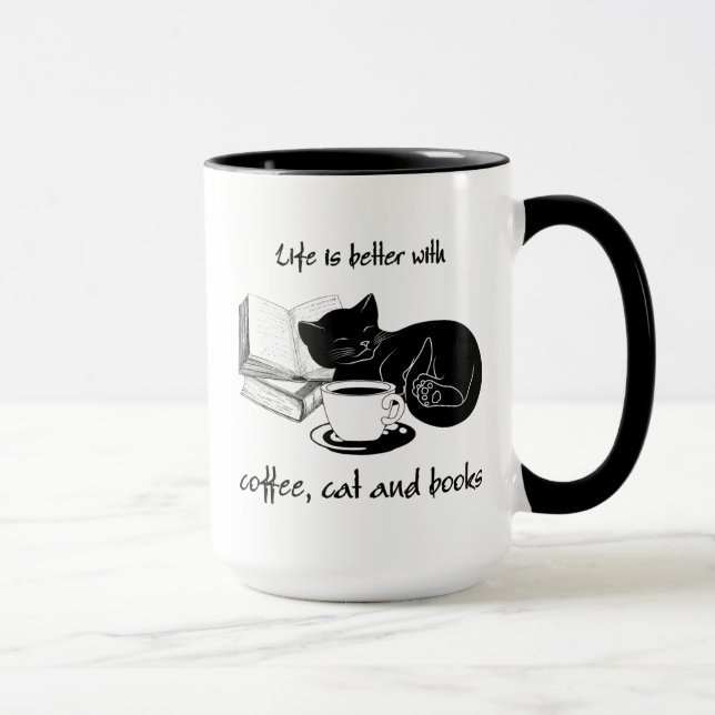 LIFE IS BETTER WITH CAT COFFEE AND BOOKS MUG (Right)