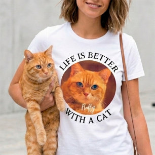 Life is Better with Cat Personalized Kitten Photo T-Shirt