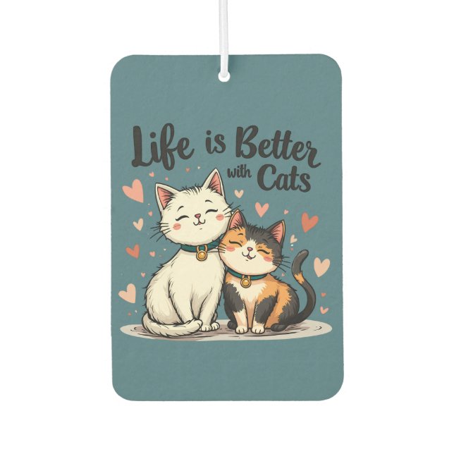 Life is Better with Cats Cute Cat Aesthetic Air Freshener (Front)