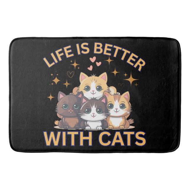 Life Is Better With Cats Cute Kittens Bath Mat (Front)