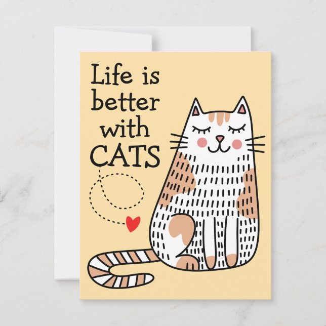 Life Is Better With Cats Doodle Card (Front)