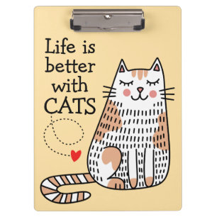 Life Is Better With Cats Doodle Clipboard