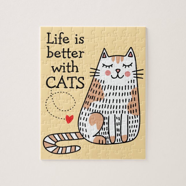 Life Is Better With Cats Doodle Jigsaw Puzzle (Vertical)