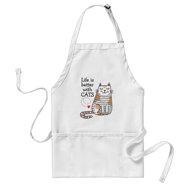 Life Is Better With Cats Doodle Standard Apron (Front)