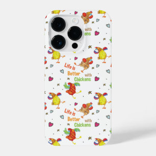 Life is Better with Chickens Watercolor Art iPhone 14 Pro Case