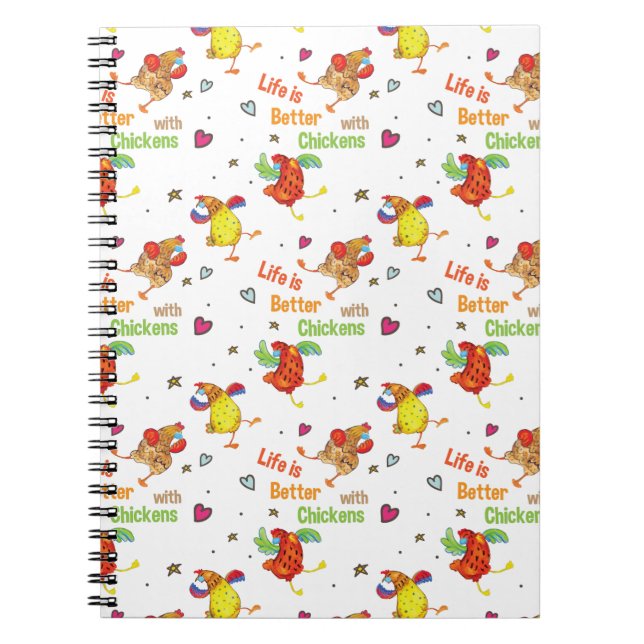 Life is Better with Chickens Watercolor Art Notebook (Front)