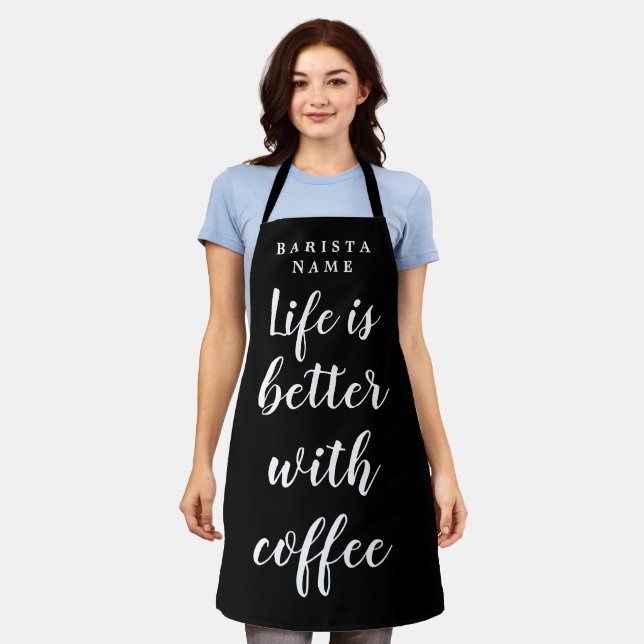 Life is better with coffee black and white barista apron (Worn)