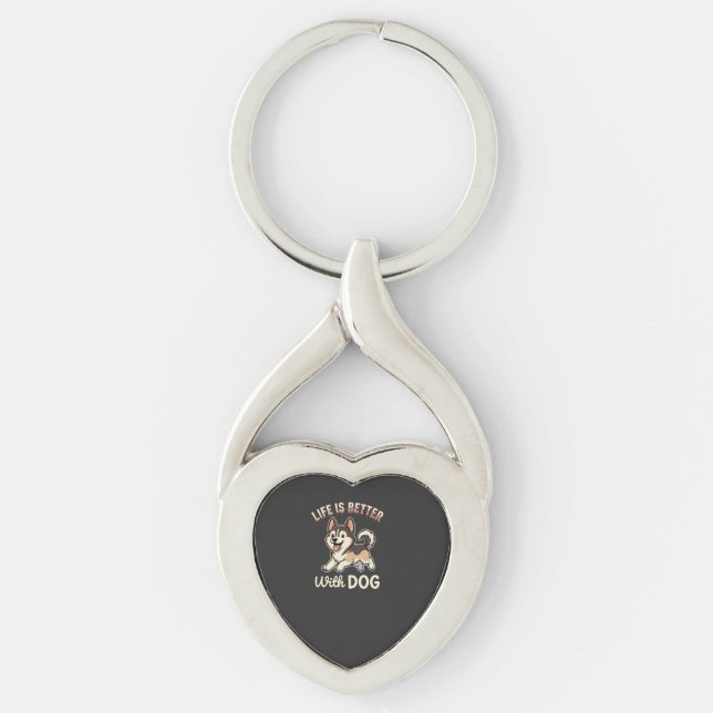 Life Is Better With Dog Cartoon Keychain (Front)