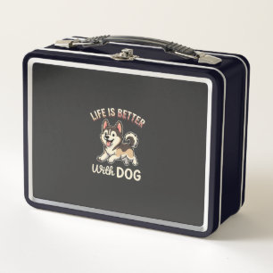 Life Is Better With Dog Cartoon Metal Lunch Box