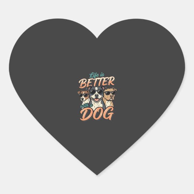 Life Is Better With Dog Vector Heart Sticker (Front)