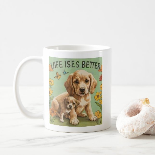 life is better with dogs coffee mug (With Donut)
