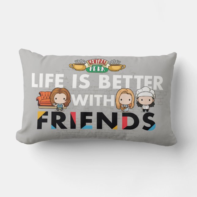 Life is Better with FRIENDS™ Chibi Art Lumbar Pillow (Front)