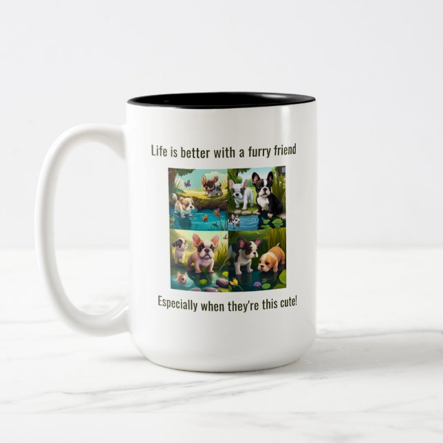 Life is better with friends - Puppy Love Two-Tone Coffee Mug (Left)
