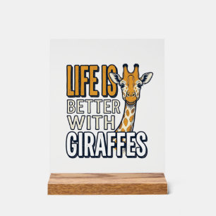 Life Is Better With Giraffes Vintage Shirt Design_ Acrylic Sign