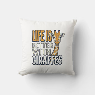 Life Is Better With Giraffes Vintage Shirt Design_ Throw Pillow