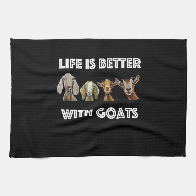Life Is Better With Goats, Goat , Goat Lover Kitchen Towel (Horizontal)