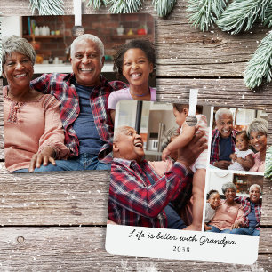 Life Is Better With Grandpa Christmas Photo Metal Ornament