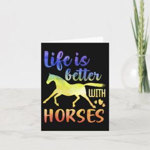 Life Is Better With Horses Horseback Riding Cute  Card