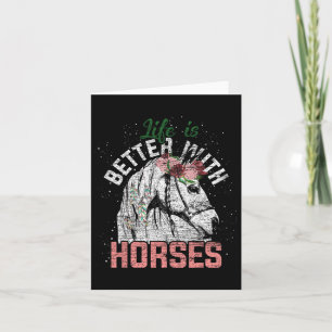 Life Is Better With Horses Horseback Riding Flower Card