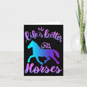 Life Is Better With Horses Horseback Riding Lover Card
