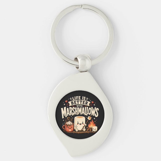 Life is better with marshmallows keychain (Front)